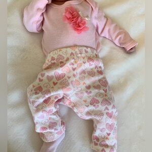 5/$25 Little Beginnings Pink Heart Outfit- 0-3 Months